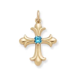 Fleuree Cross Pendant With Blue Topaz