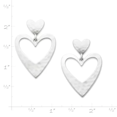 Hammered Double Heart Drop Earrings 6 Hammered Double Heart Drop Earrings - Image 4